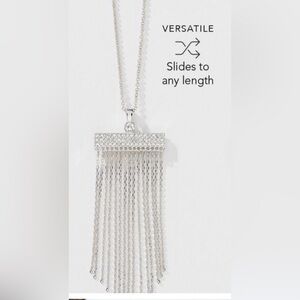 Touchstone Crystal by Swarovski Fringe Necklace slider adjustable long or short